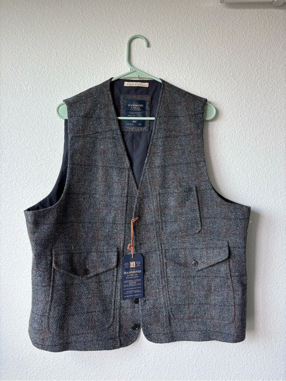 Men's Gray Tweed Vest - Classic Windowpane